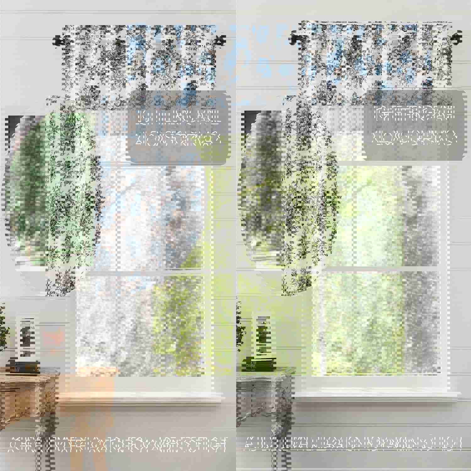 Farmhouse Valance Annie Floral Ruffled Kitchen Window Curtains