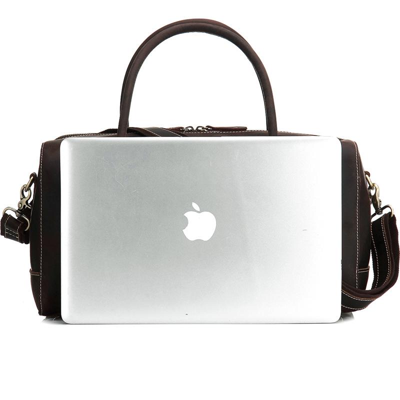 Black Coffee Leather Men's Weekender Duffle Bag for Travel