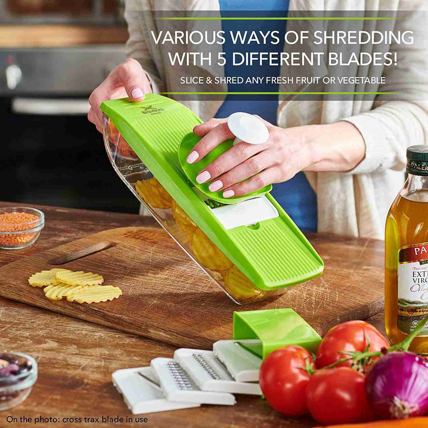 Premium Mandoline Slicer with 5 Blades & Hand Protector for Effortless Food Prep