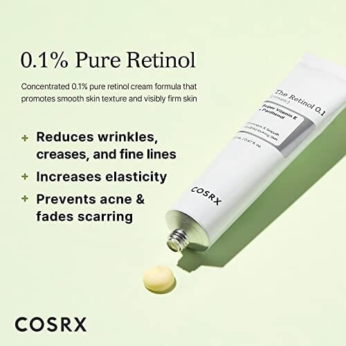 COSRX Retinol 0.1 Cream - Anti-aging Face Cream with 0.1% Retinoid, Reduces Wrinkles & Fine Lines, Korean Skincare