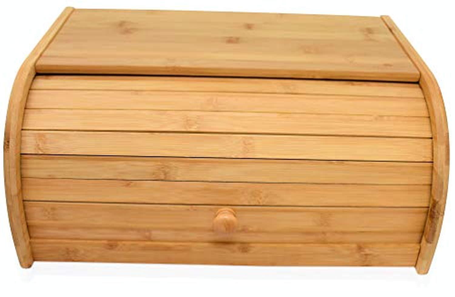 Natural Bamboo Roll Top Bread Box Kitchen Food Storage