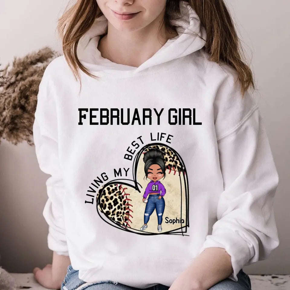 February Birthday Shirt - Custom Queens Born in February Baseball Lover Tee
