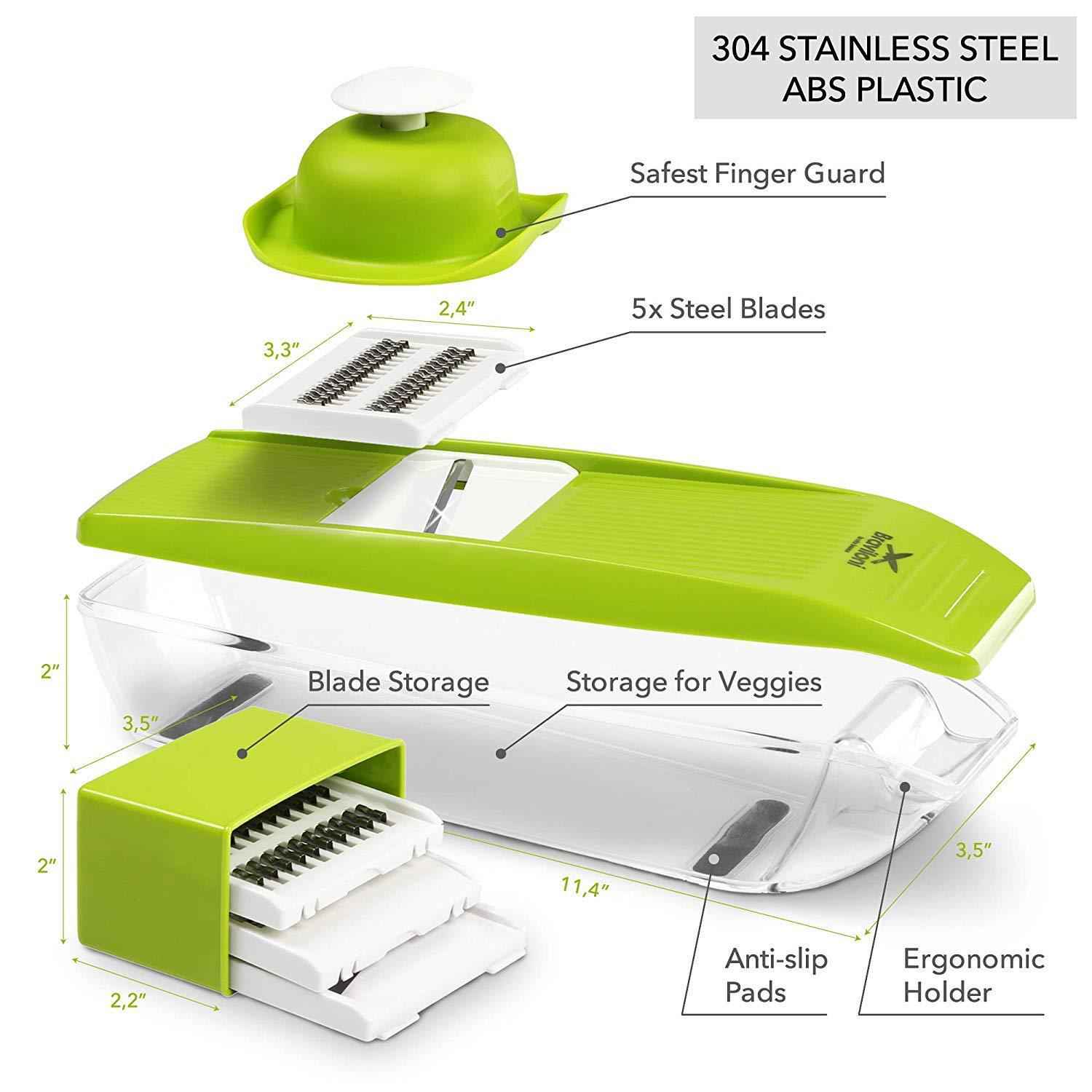 Premium Mandoline Slicer with 5 Blades & Hand Protector for Effortless Food Prep
