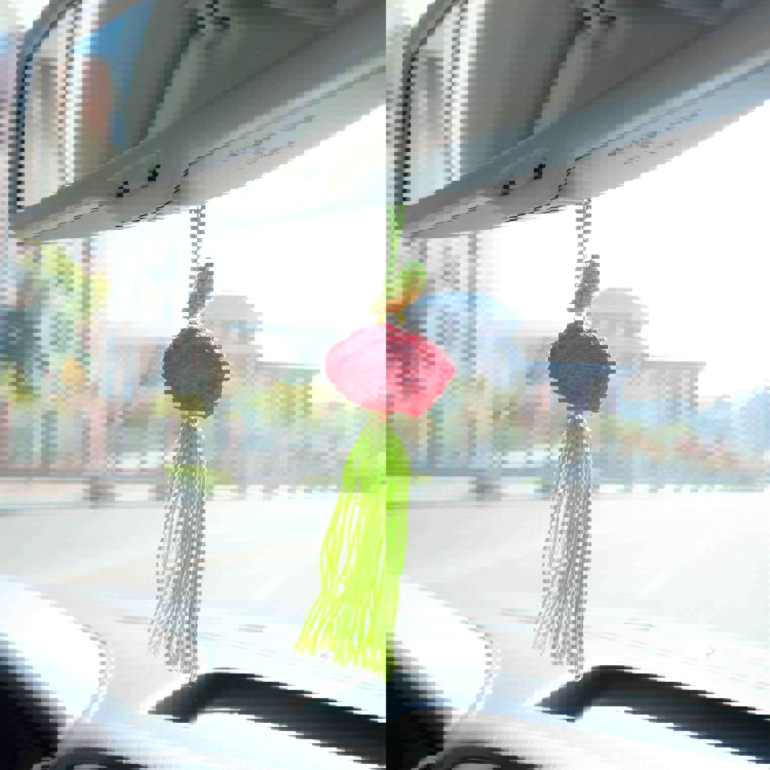 2Pcs Crochet Car Mirror Accessories - Roses