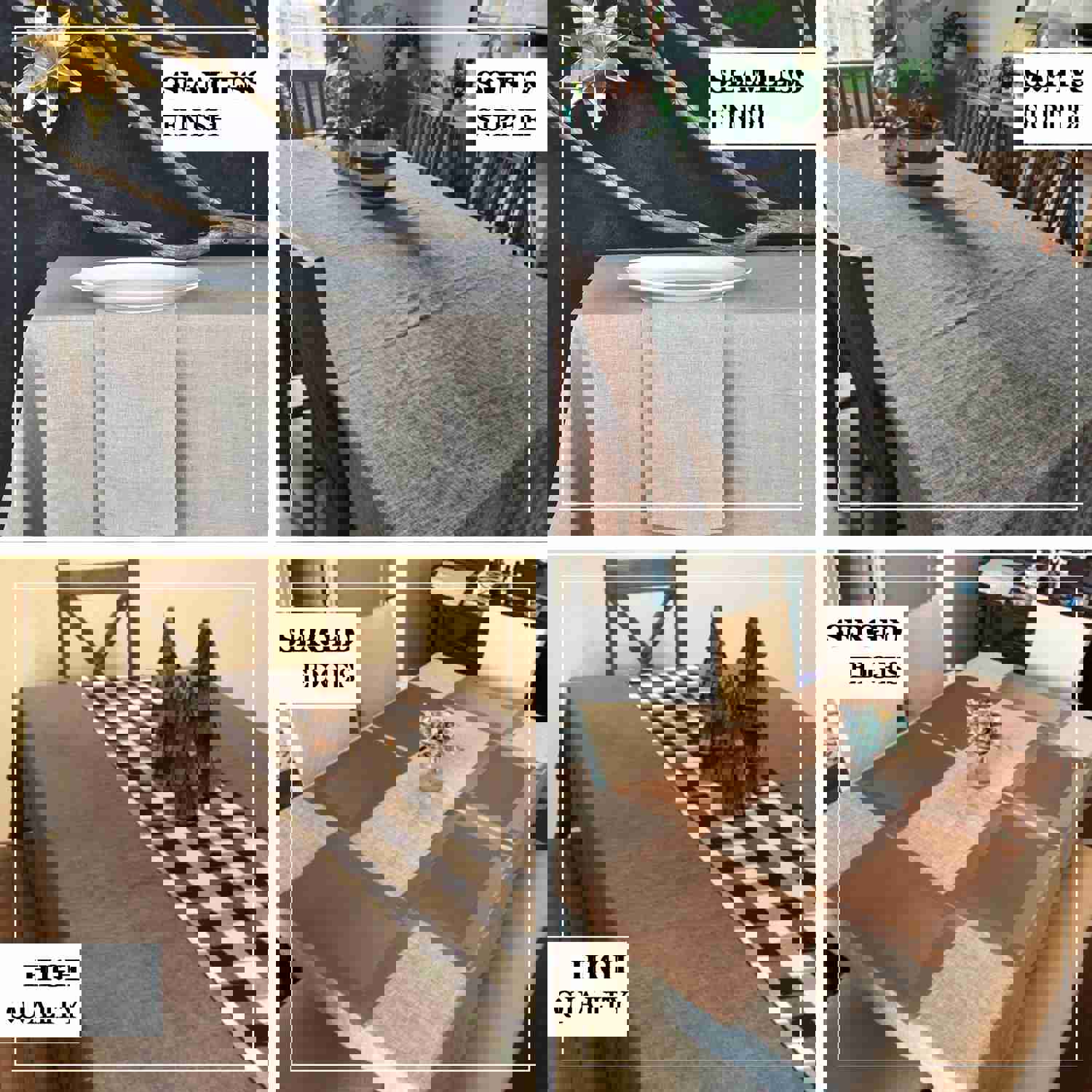 Silver Seamless Rectangular Faux Linen Tablecloth, Wrinkle Resistant 60x126