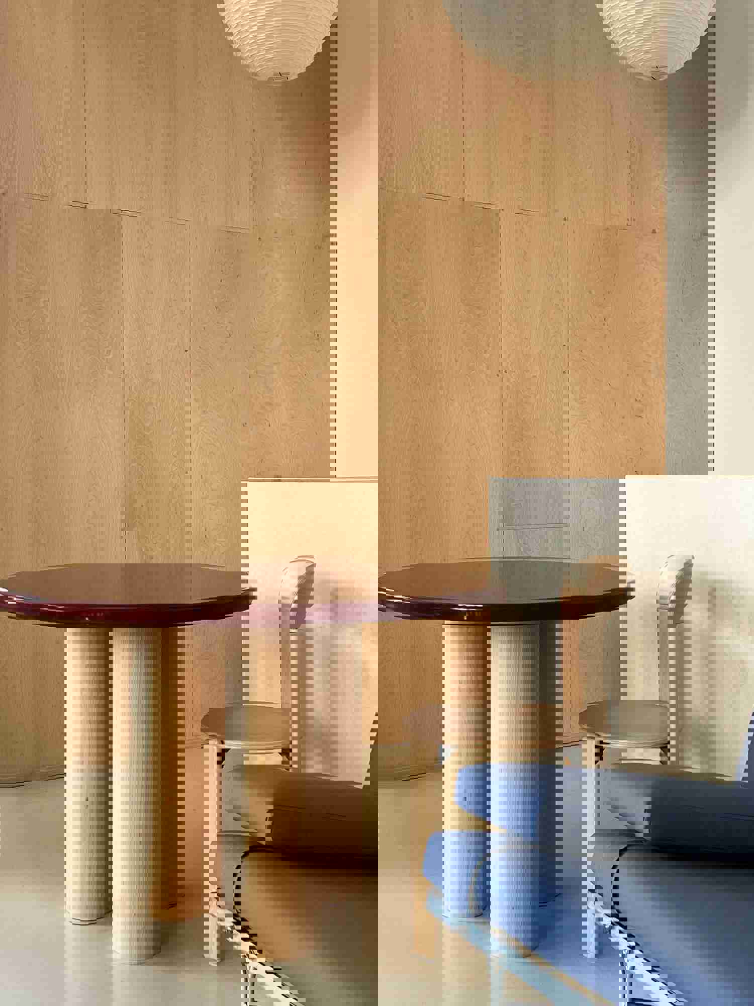 The Pier Dining Table in Wine Red and Maple - Limited Edition