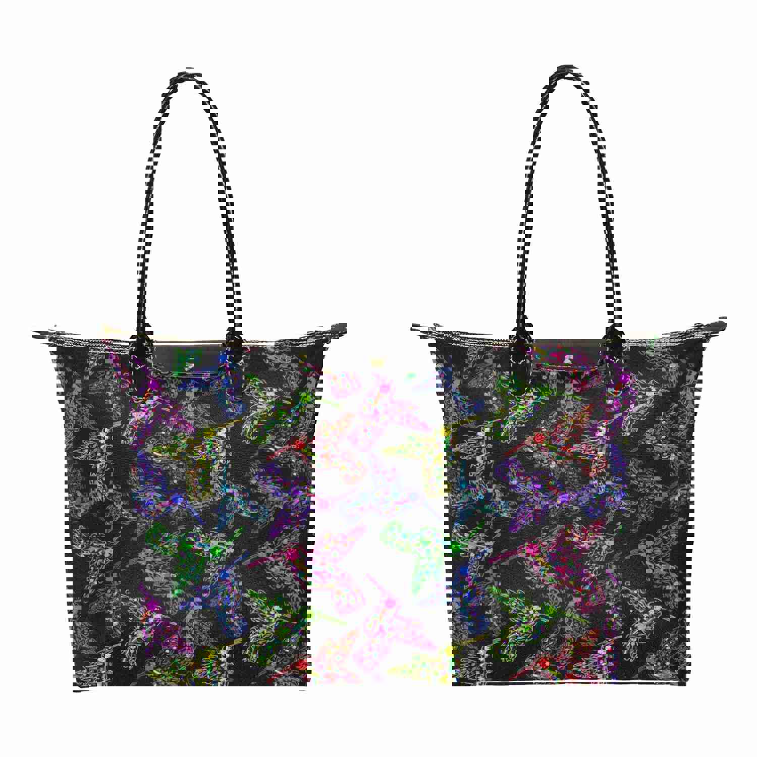 Neon Floral Hummingbirds Single-Shoulder Lady Handbag