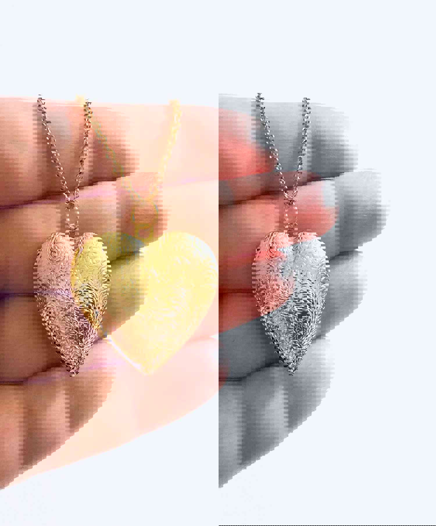 Gold Heart Locket Necklace - Real Working Locket with Gold Plated Chain