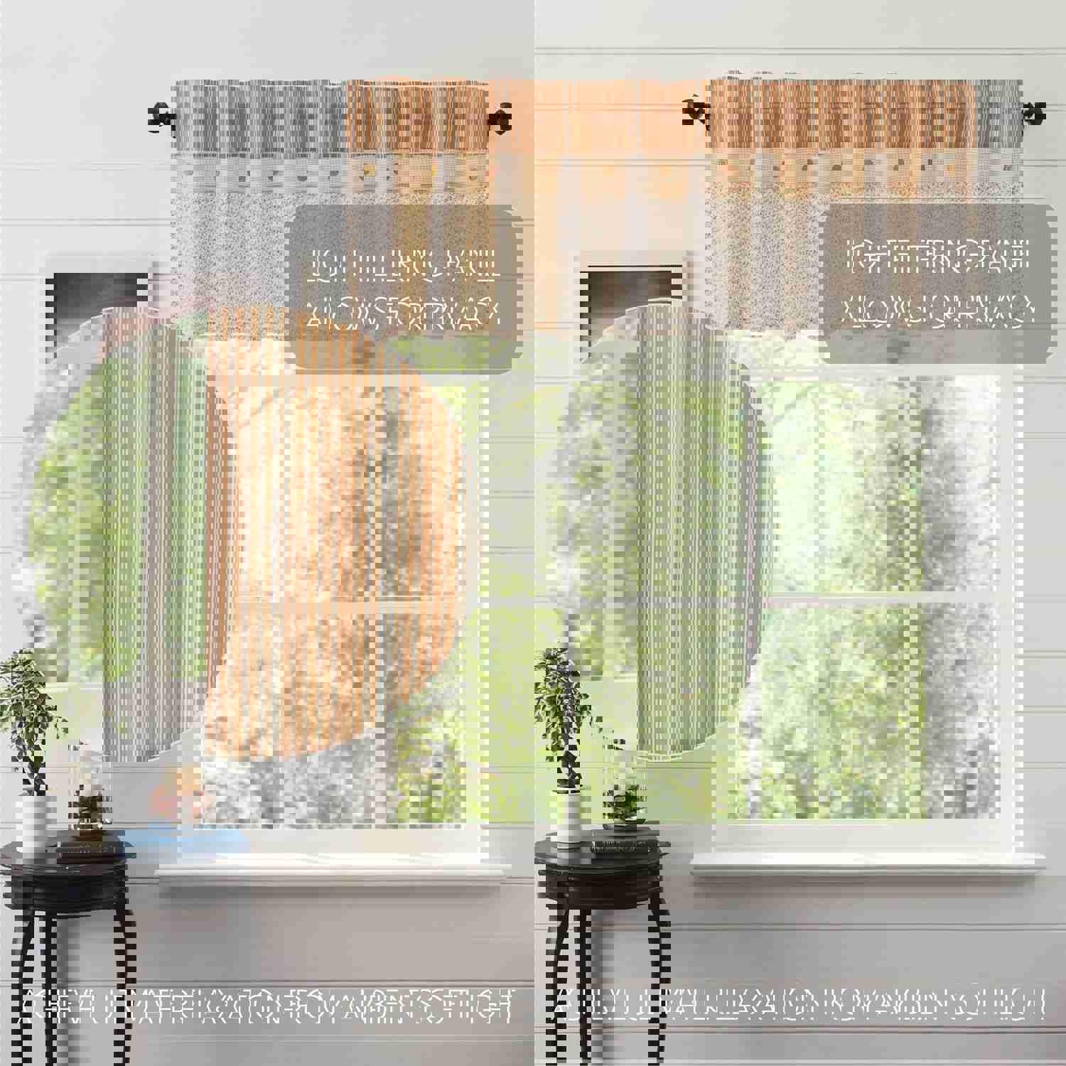 Camilia Ruffled Valance 19x90 - Gold & Creme Striped Cotton Window Valance