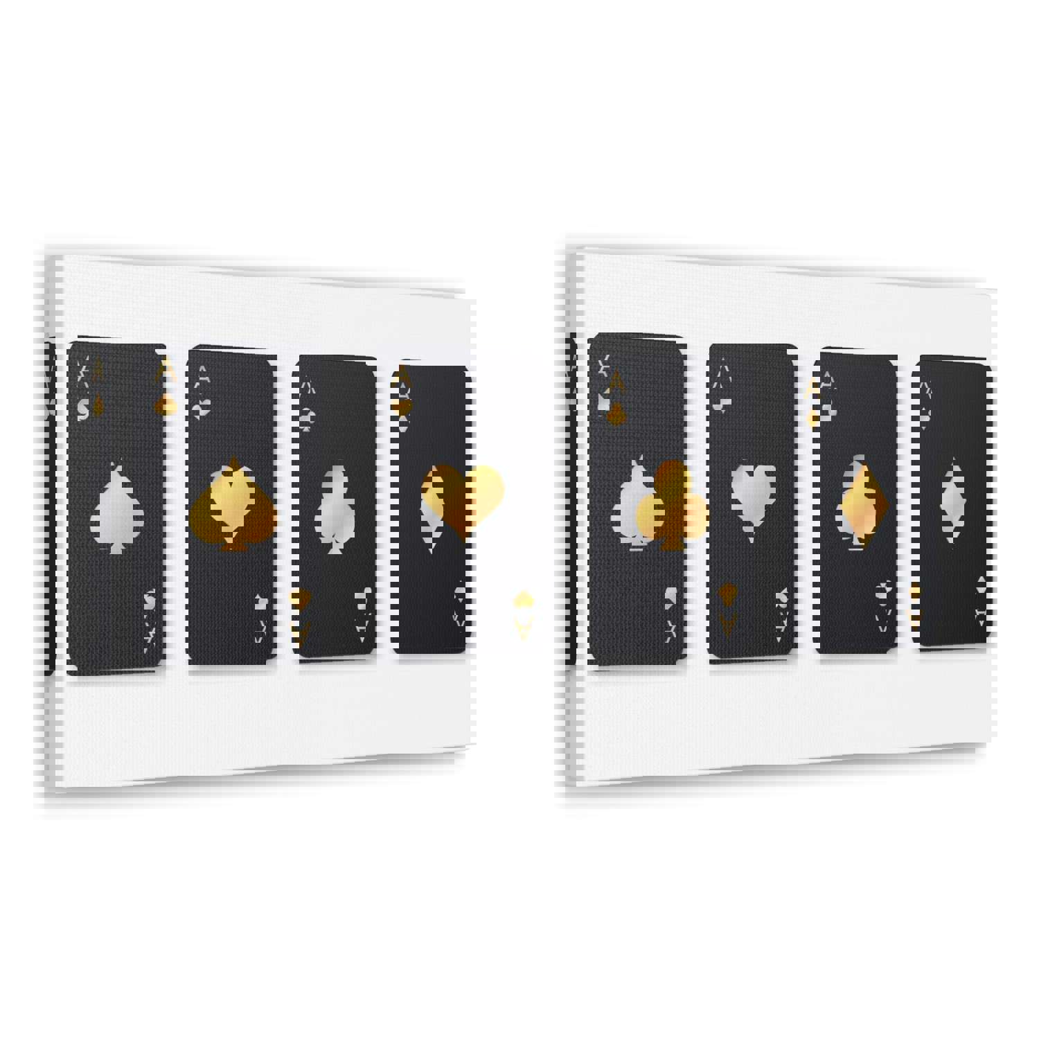 Four Black Aces Card Suits Playing Card Canvas Wall Art - Ready-to-Hang Home Decor