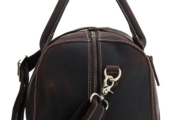 Black Coffee Leather Men's Weekender Duffle Bag for Travel
