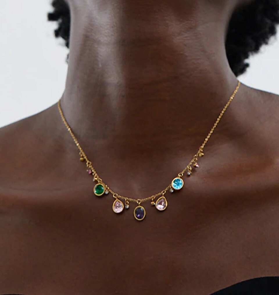 Haley Colorful Teardrop Necklace