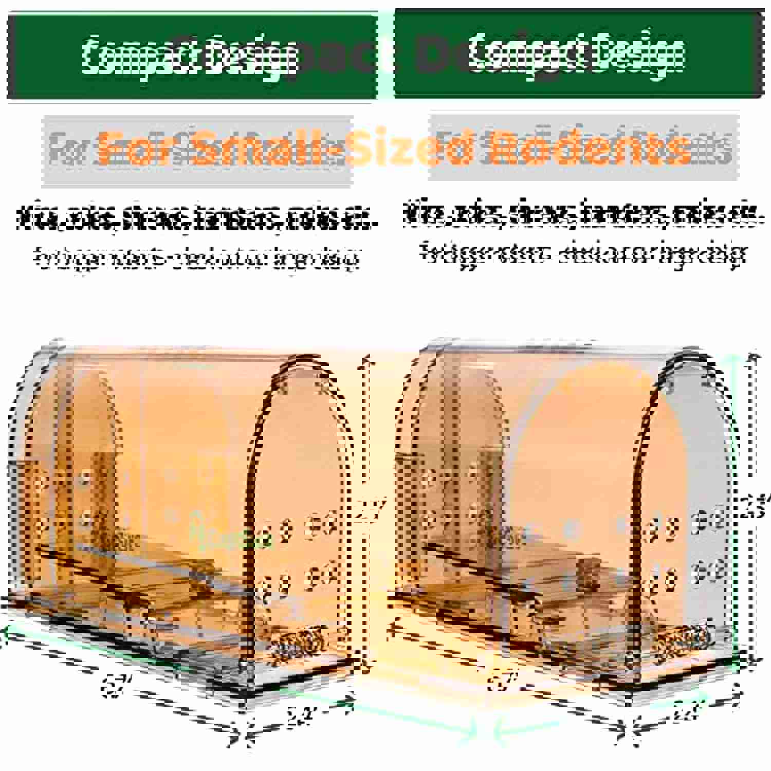 GEROSSI Humane Mouse Traps - Safe, Reusable, and Effective for Indoor/Outdoor Use (2 Pack, Small)