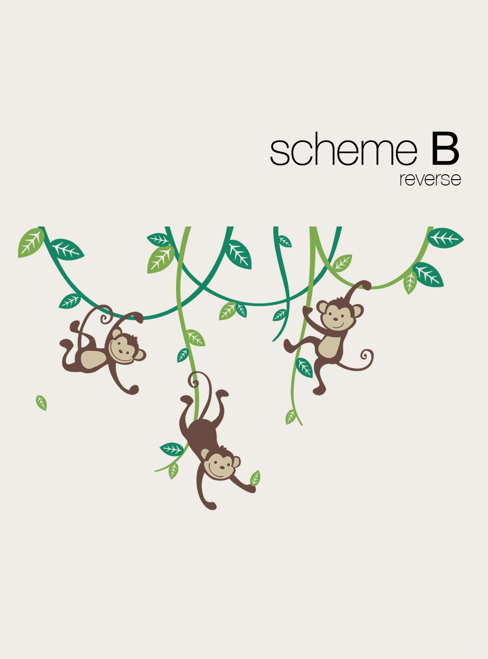 3 Monkeys Swinging From Vines Wall Decal