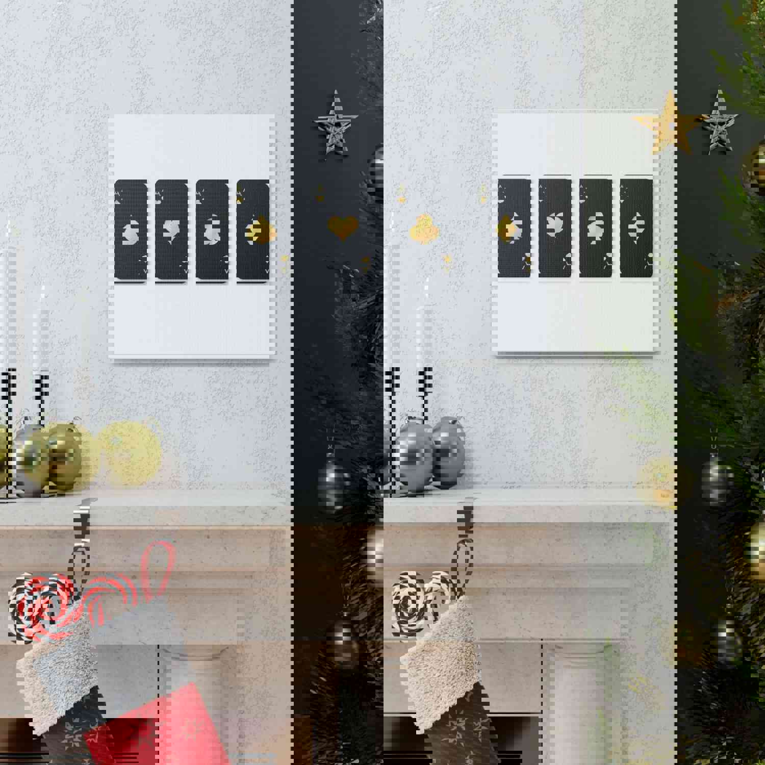 Four Black Aces Card Suits Playing Card Canvas Wall Art - Ready-to-Hang Home Decor