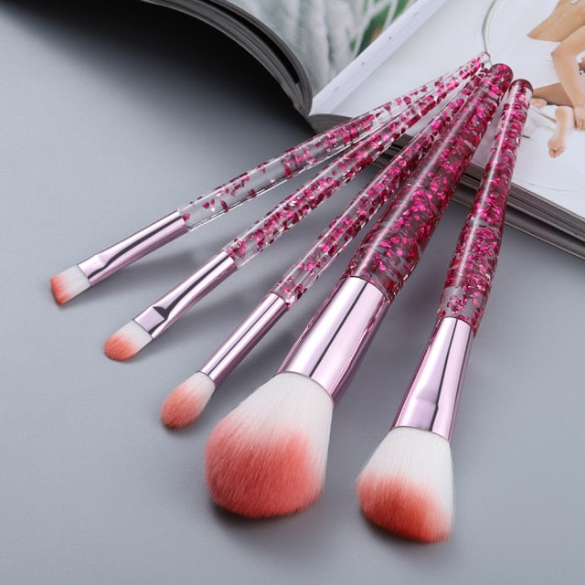 Transparent Makeup Brushes Set - 5/6/10pcs Synthetic Hair Cosmetic Brushes for Foundation, Blush, Eyeshadow & More
