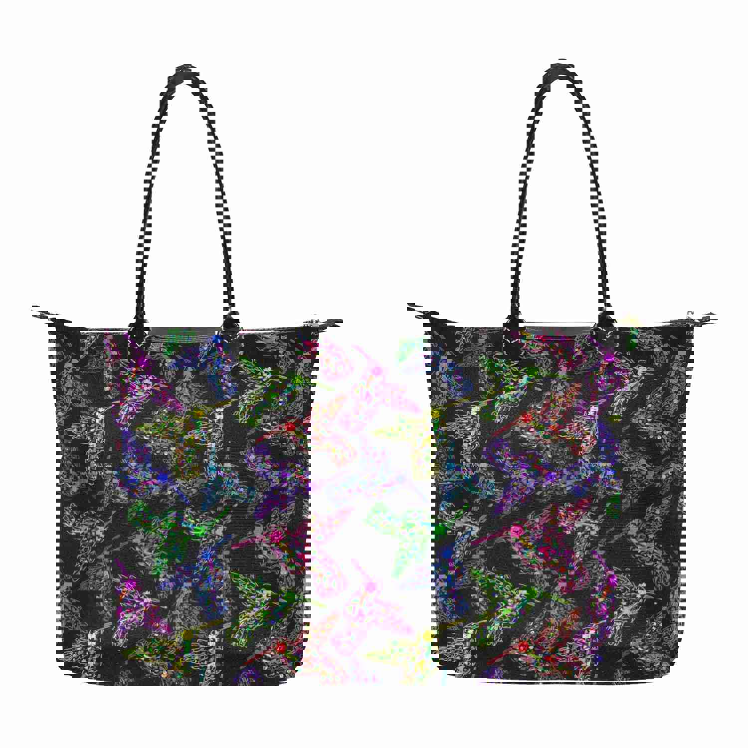 Neon Floral Hummingbirds Single-Shoulder Lady Handbag