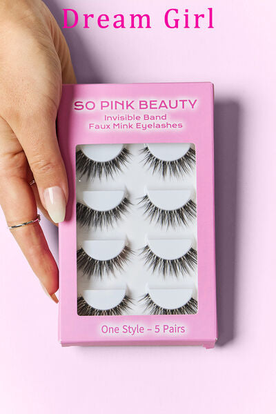 SO PINK BEAUTY Faux Mink Eyelashes 5 Pairs - Luxurious & Comfortable