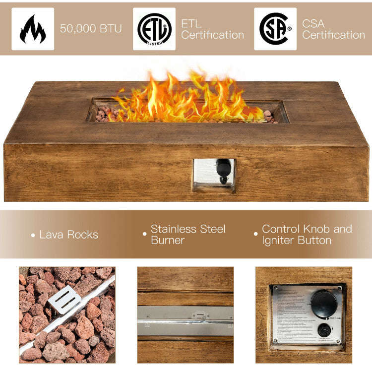 50000 BTU Outdoor Propane Gas Fire Pit Table with Waterproof Cover