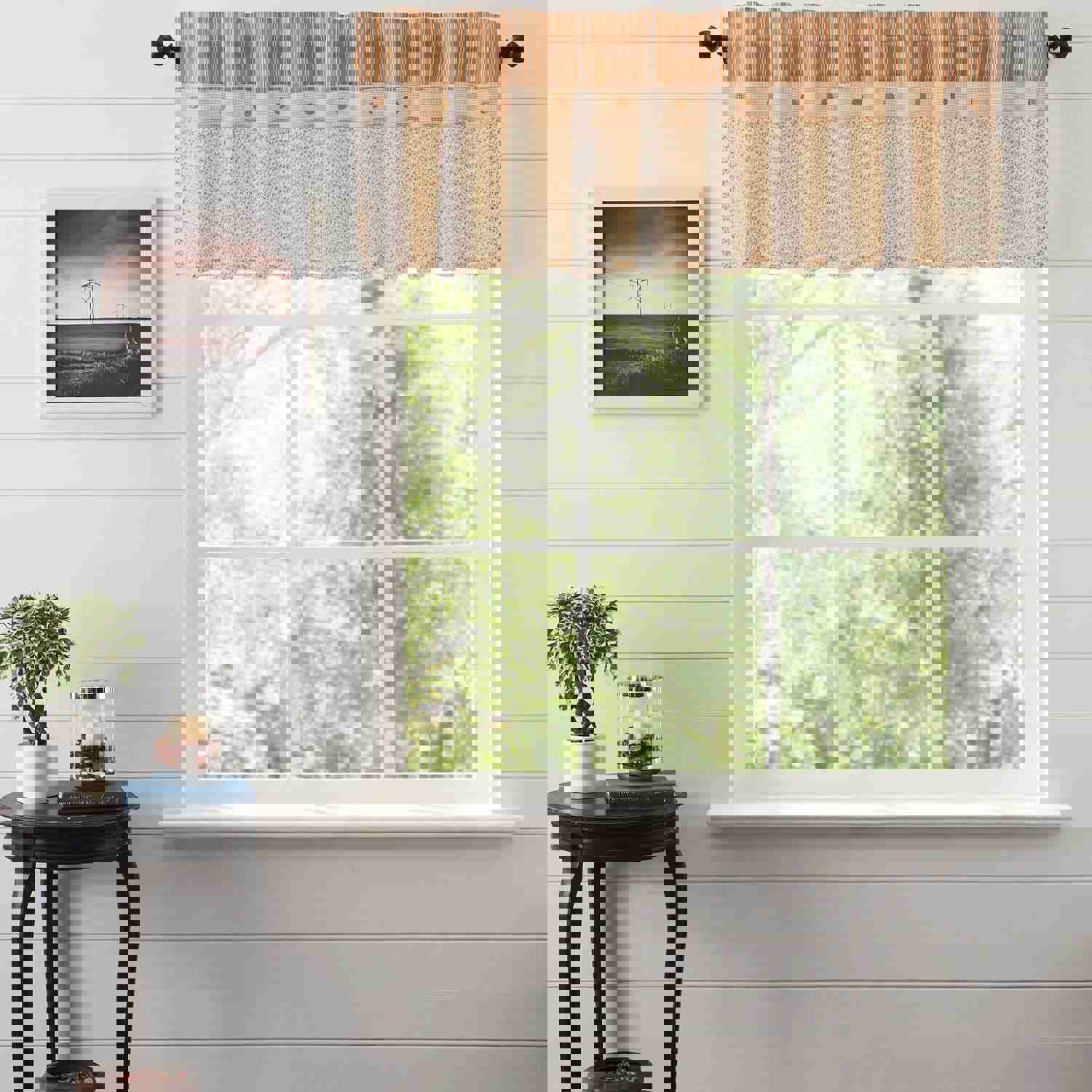 Camilia Ruffled Valance 19x90 - Gold & Creme Striped Cotton Window Valance