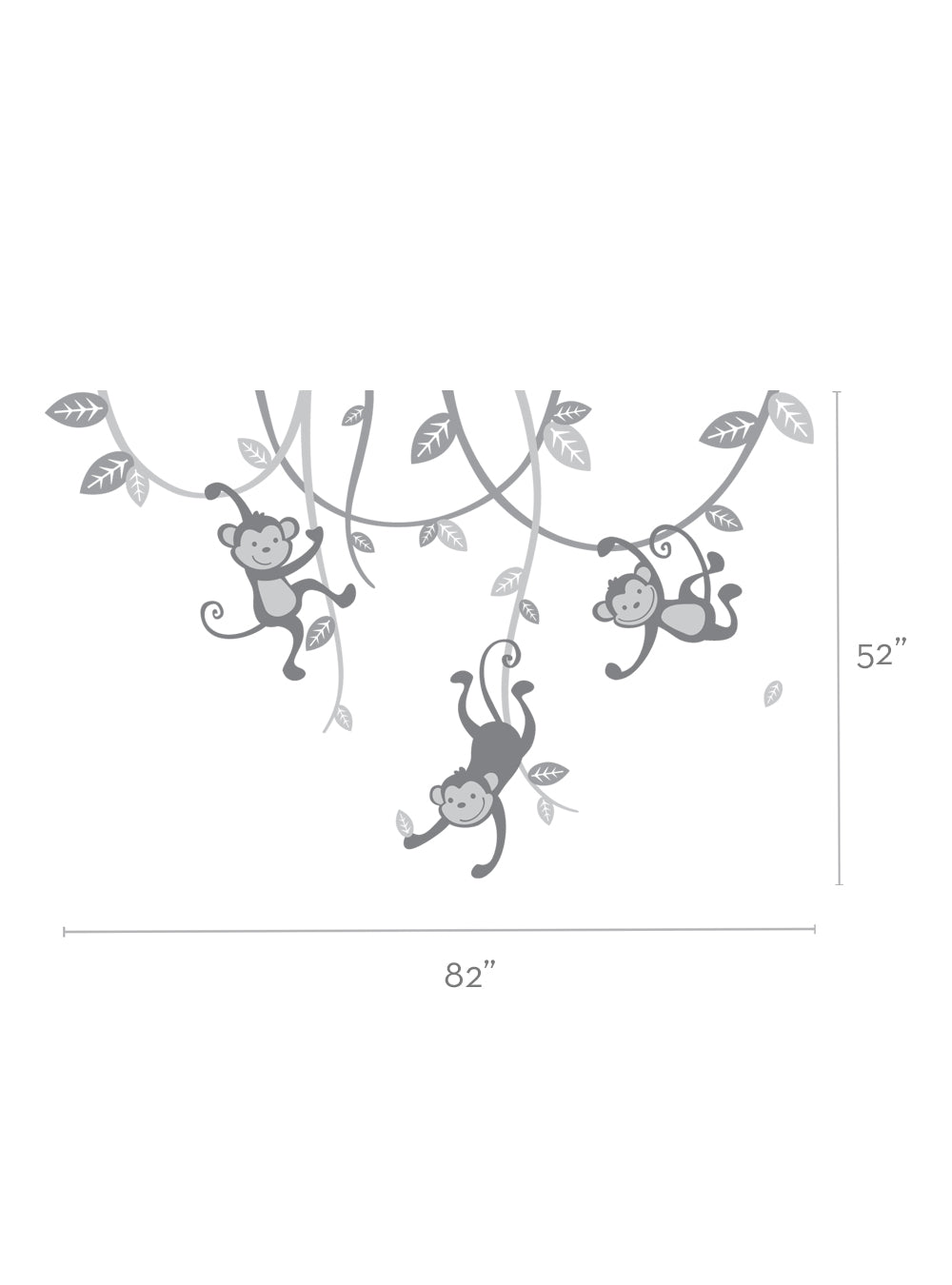 3 Monkeys Swinging From Vines Wall Decal