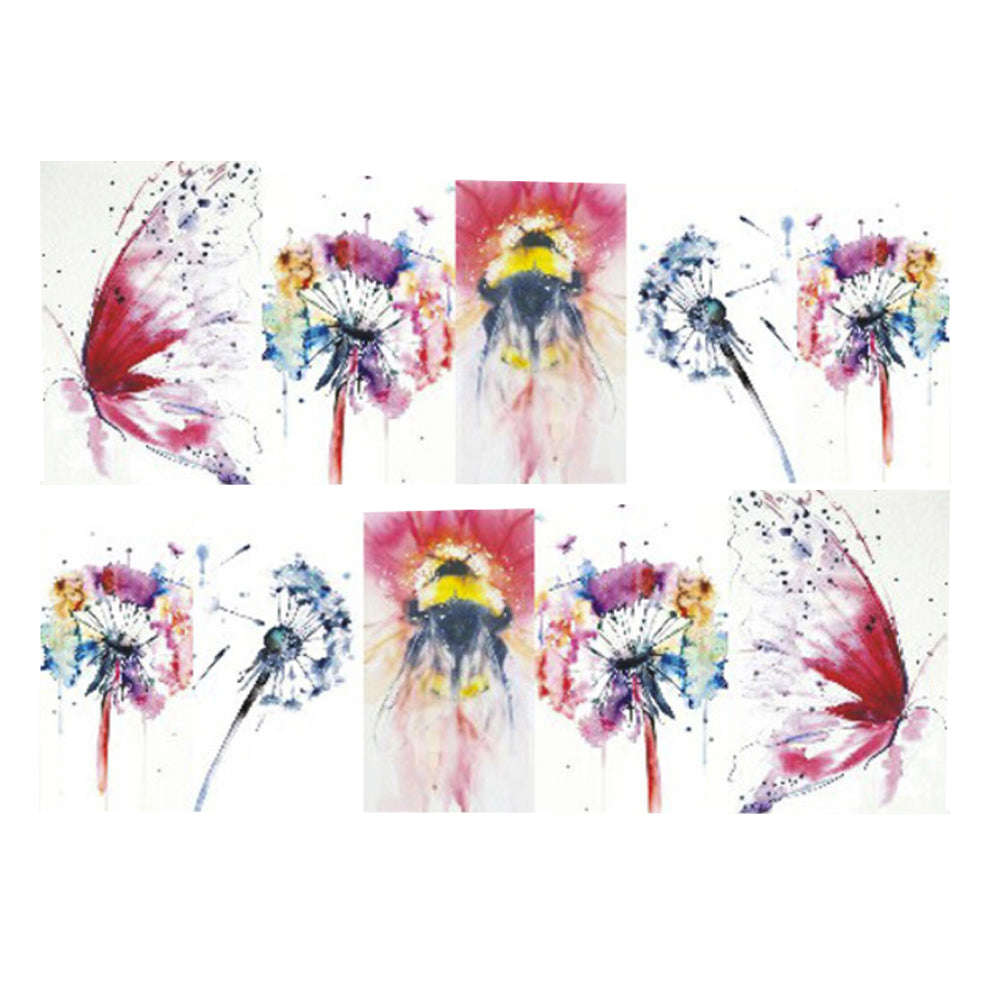 Mixed Flowers Butterfly Design Water Decals Transfer Nail Stickers