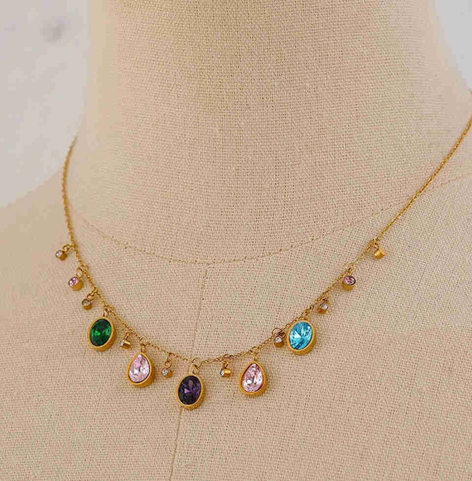 Haley Colorful Teardrop Necklace