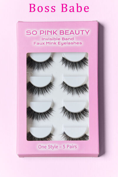 SO PINK BEAUTY Faux Mink Eyelashes 5 Pairs - Luxurious & Comfortable