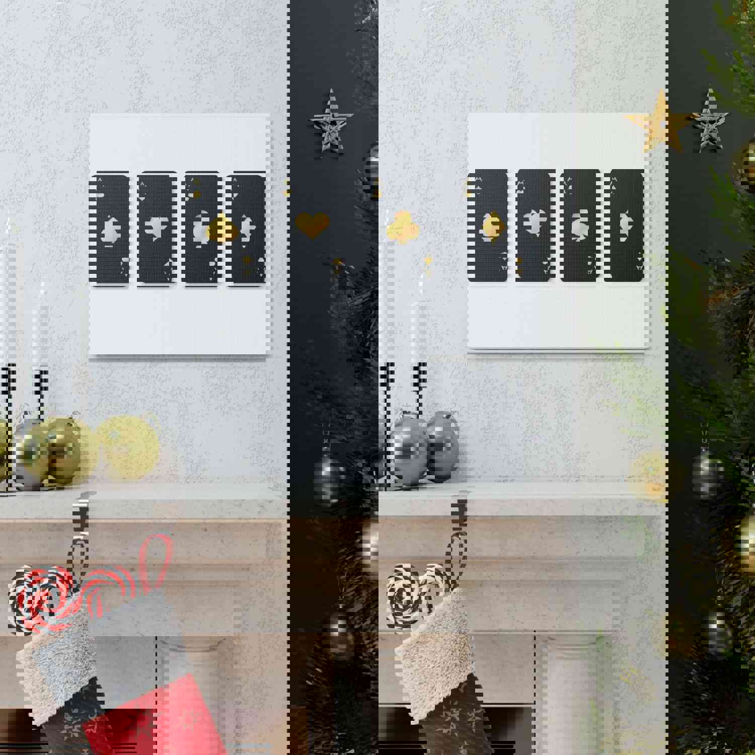 Four Black Aces Card Suits Playing Card Canvas Wall Art - Ready-to-Hang Home Decor