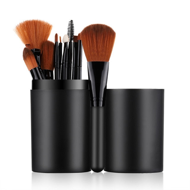 12pcs Professional Makeup Brushes Set with Box - Foundation, Powder, Eyeshadow, Eyebrow & Eyelash Brushes
