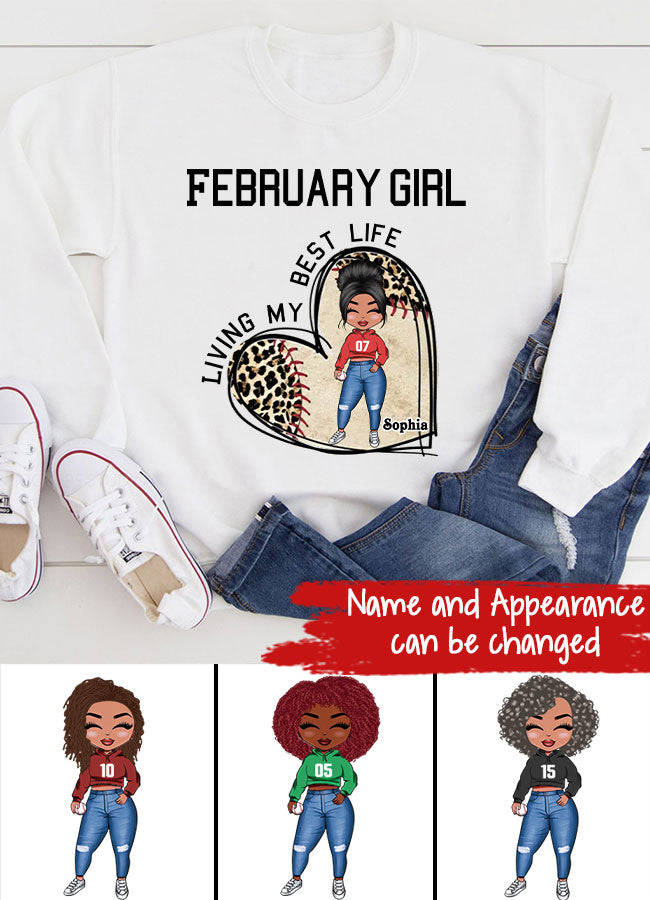 February Birthday Shirt - Custom Queens Born in February Baseball Lover Tee