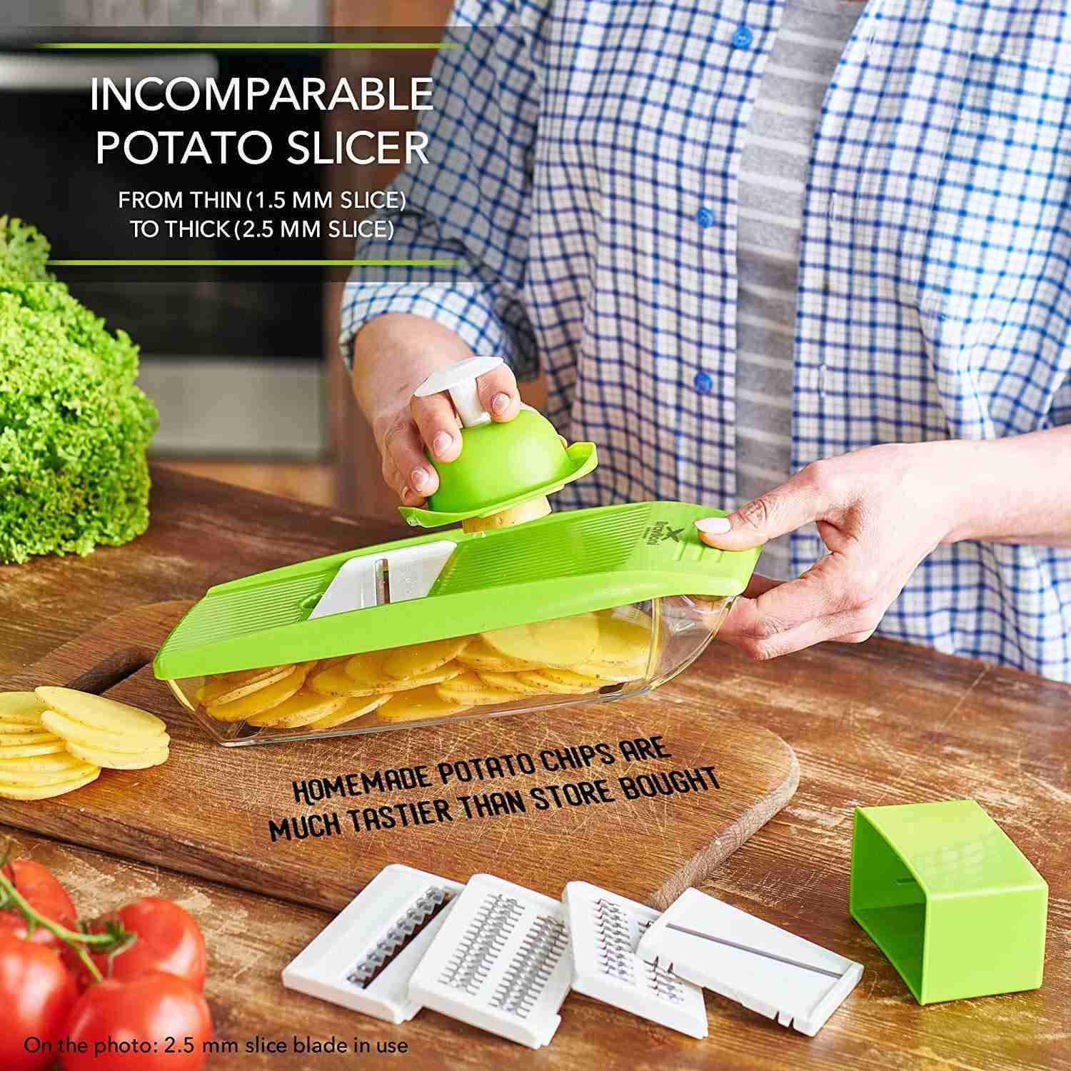 Premium Mandoline Slicer with 5 Blades & Hand Protector for Effortless Food Prep