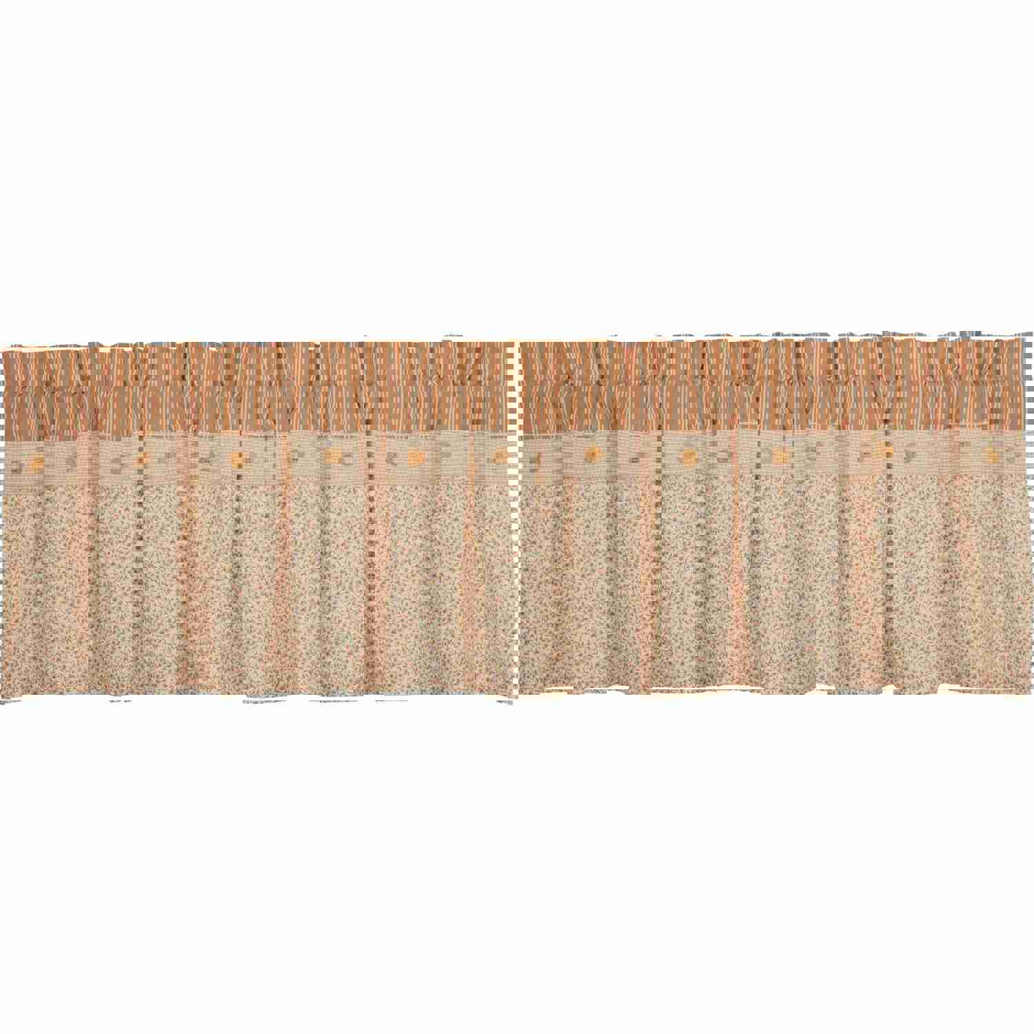 Camilia Ruffled Valance 19x90 - Gold & Creme Striped Cotton Window Valance