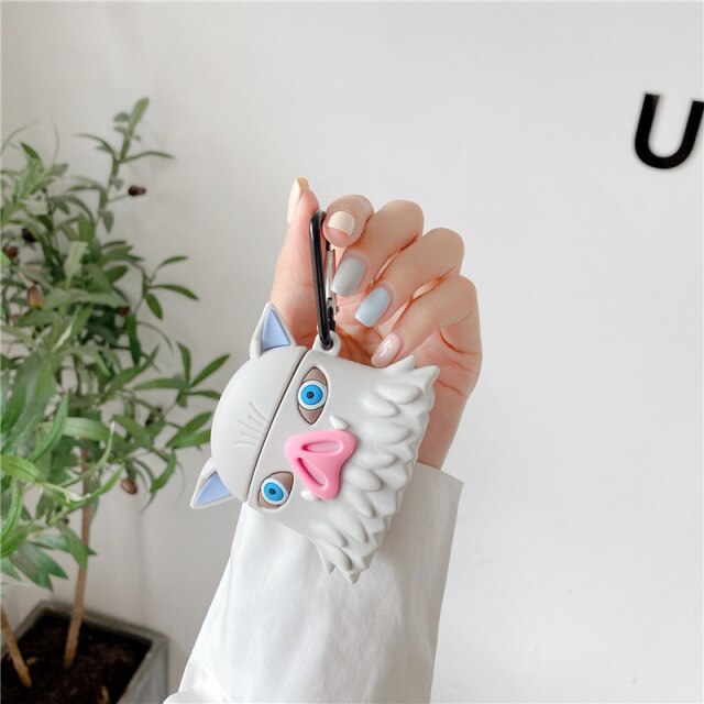 Demon Slayer Kimetsu no Yaiba Hashibira Inosuke Cosplay Silica Gel AirPods Case Cover