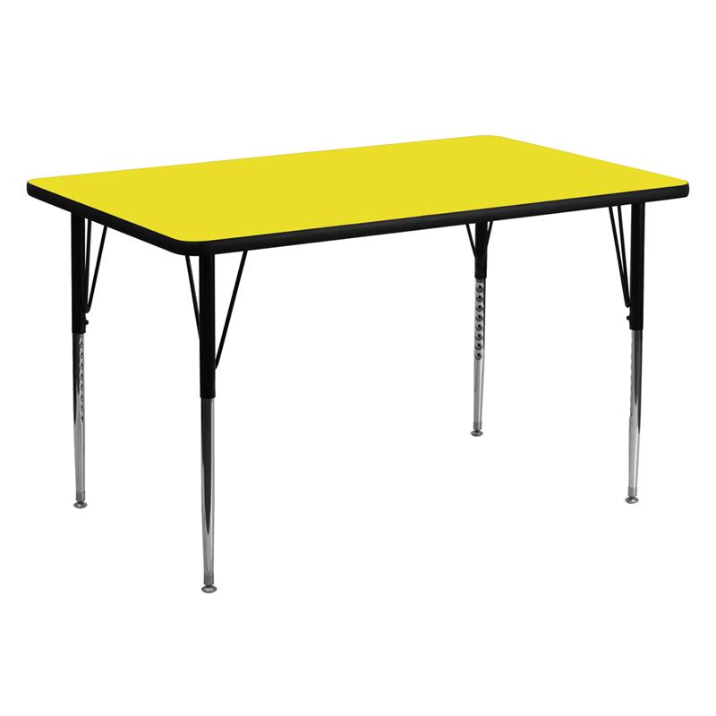 Flash Furniture 30W x 60L Rectangular Yellow HP Laminate Activity Table - Adjustable Height