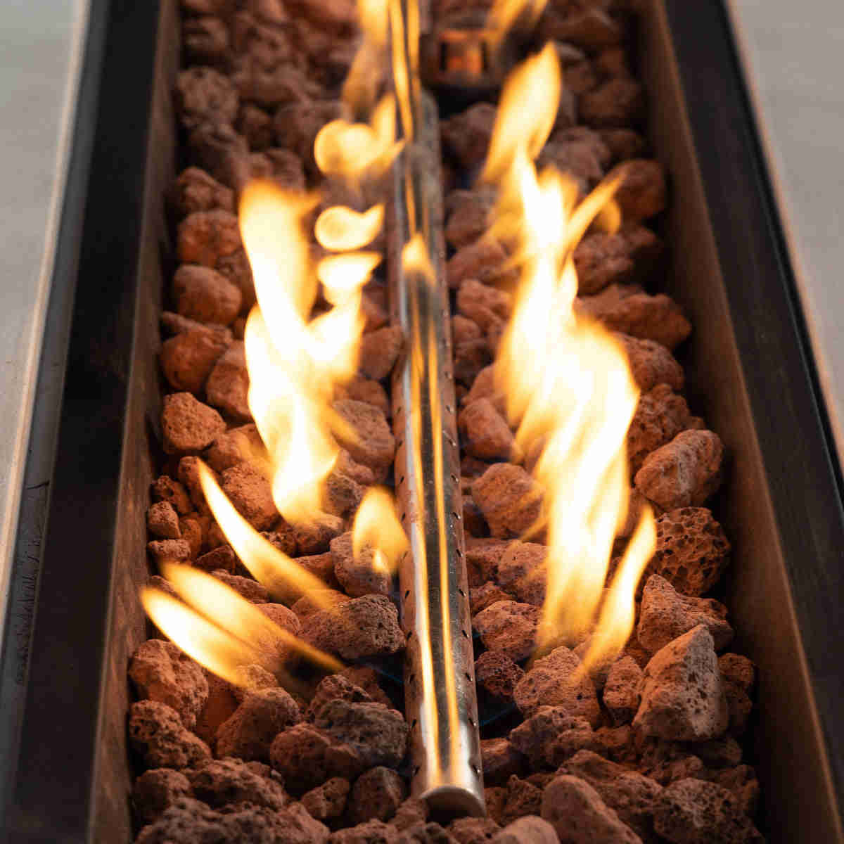 Large Rectangular Concrete Gas Fire Pit Table | 50,000 BTU Outdoor Propane Fire Pit