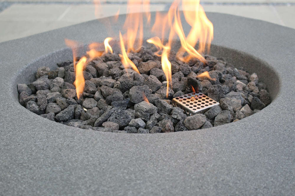 Outdoor Boulder Fire Pit Table with Cover - Multi-Season Use