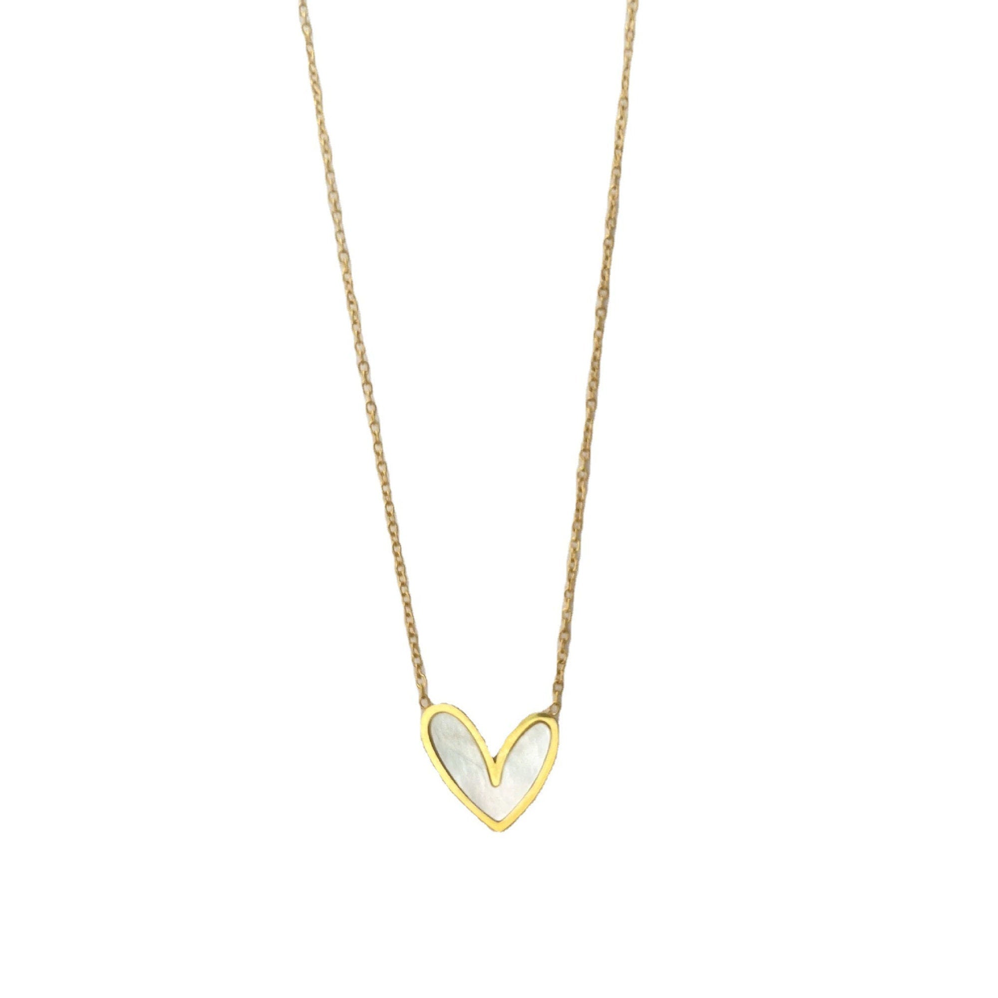 Sofia Mother of Pearl Heart Necklace - Elegant 18K Gold & Stainless Steel Jewelry