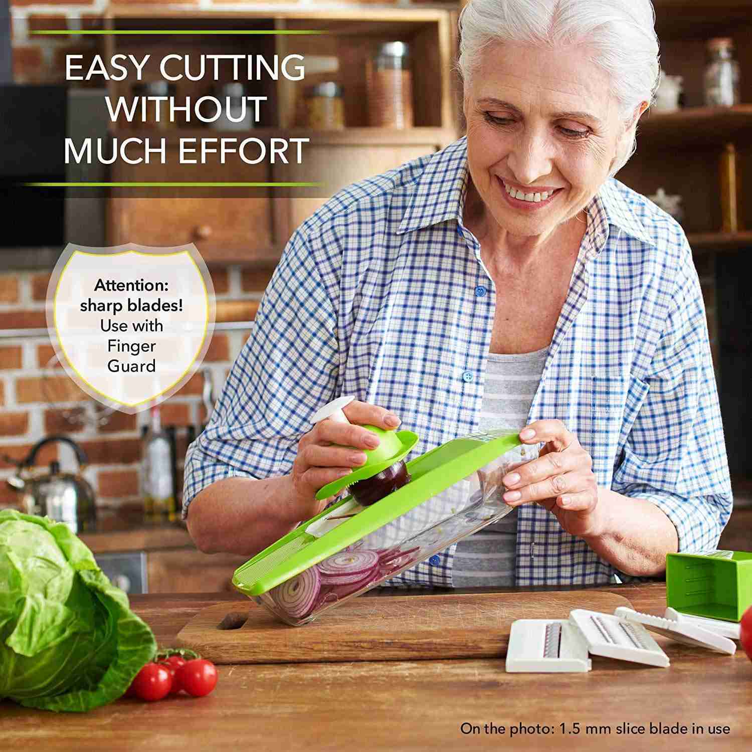 Premium Mandoline Slicer with 5 Blades & Hand Protector for Effortless Food Prep