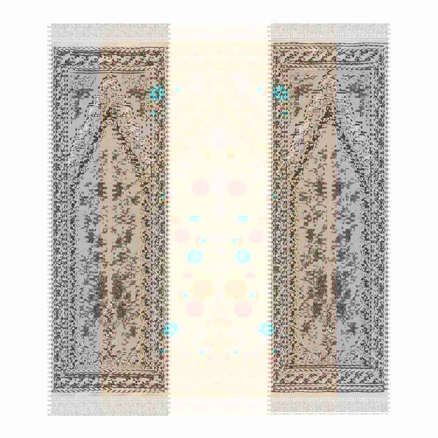 Wedding Bouquet Soft Padded Prayer Rug | Cotton Layer Janamaz | Anti Slip Backing Bamboo Cotton Prayer Mat