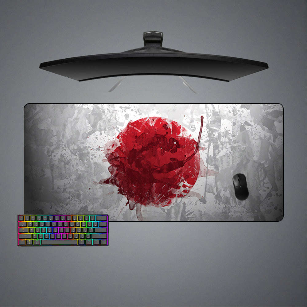 Japanese Flag Splash Paint Design Gaming Mouse Pad - M-XXL Size, Non-Slip Rubber Base
