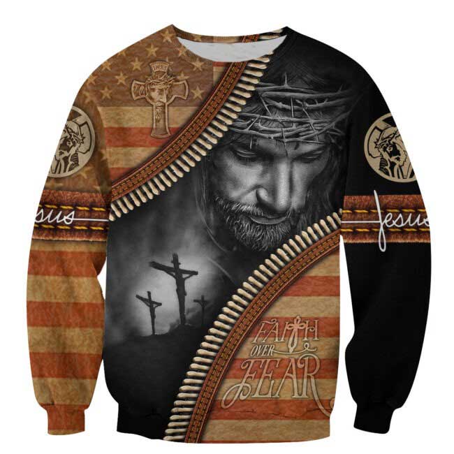 Faith Over Fear 3D All Over Printed Christian Jesus Hoodie - Personalized Sublimation Design TO0241