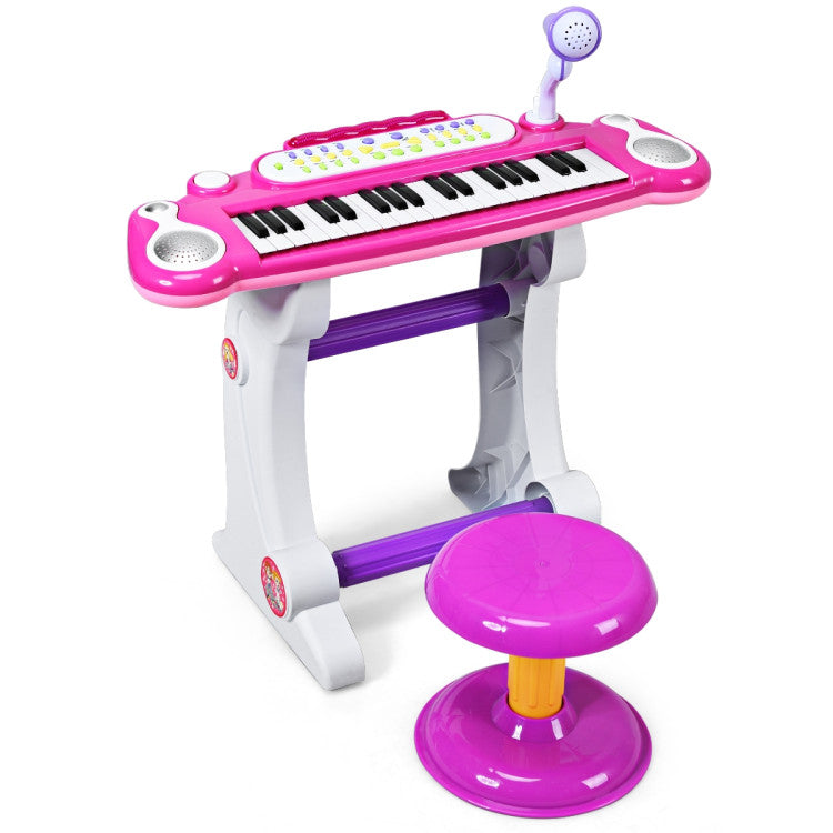 Costway 37 Key Electronic Keyboard Toy Piano for Kids - Pink