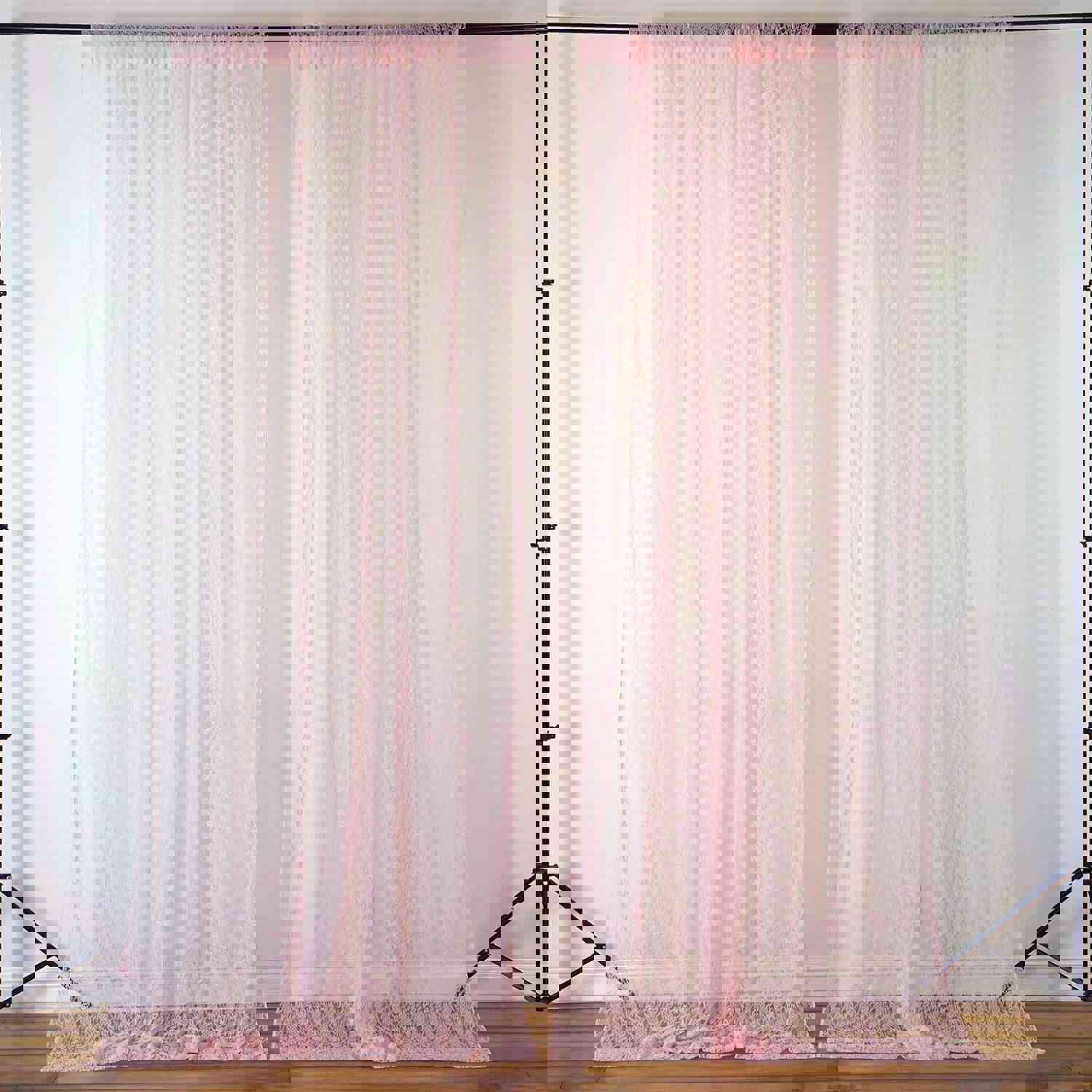 2 Pack Fire Retardant Floral Lace Sheer Curtains With Rod Pockets 5ftx10ft