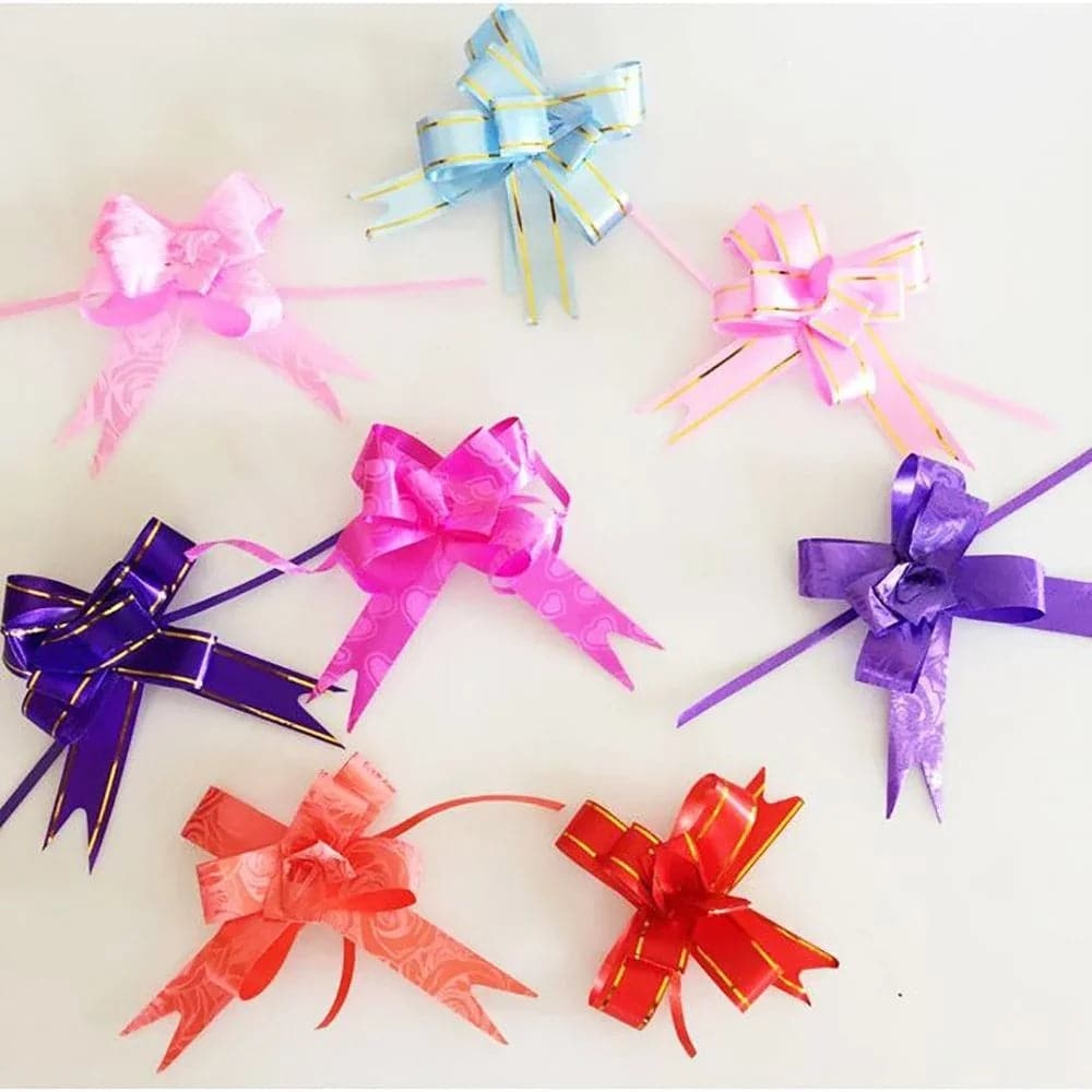 50pcs Colorful Flower Ribbons Pull Bowknots for Christmas, Birthday, Party, Wedding, and Car Decoration