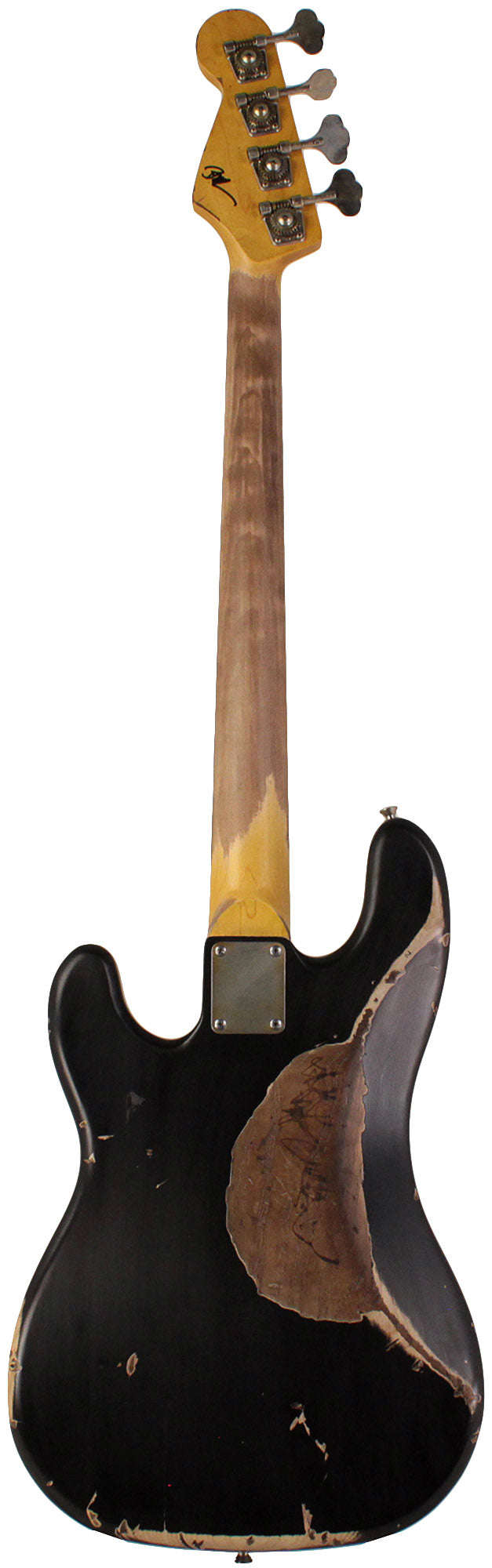 Nash PB/J-57 Bass Guitar - Black with Gold Anodized PG, Heavy Aging