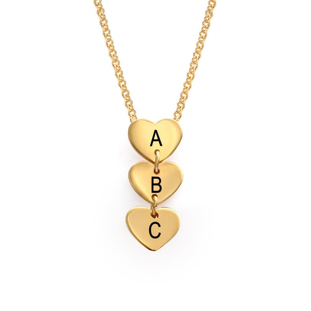 Custom Text Hearts Pendant Necklace - Personalized Silver Name Jewelry for Mother's Day Gift