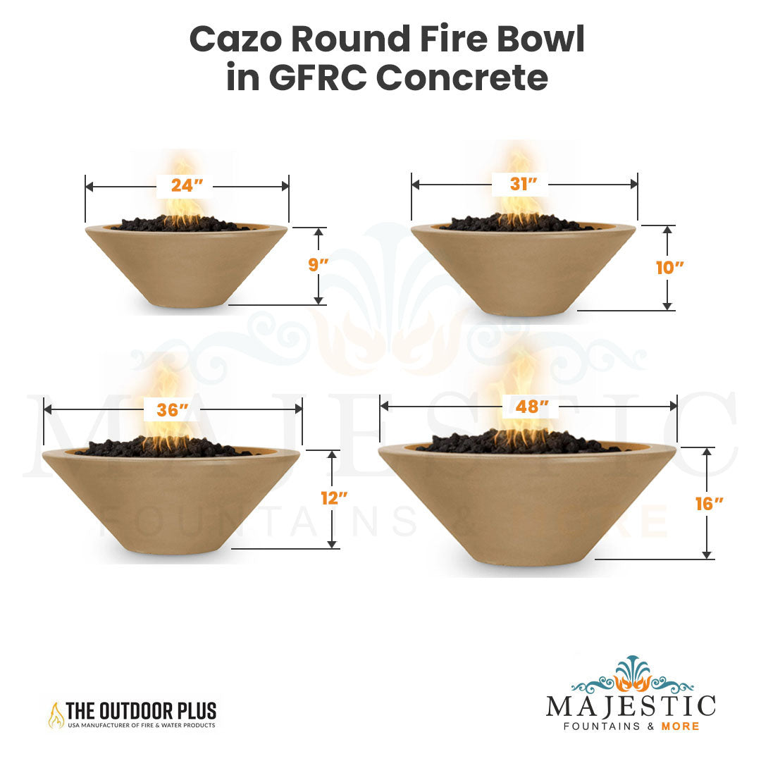 The Outdoor Plus Cazo Round Fire Bowl in GFRC Concrete with Free Cover