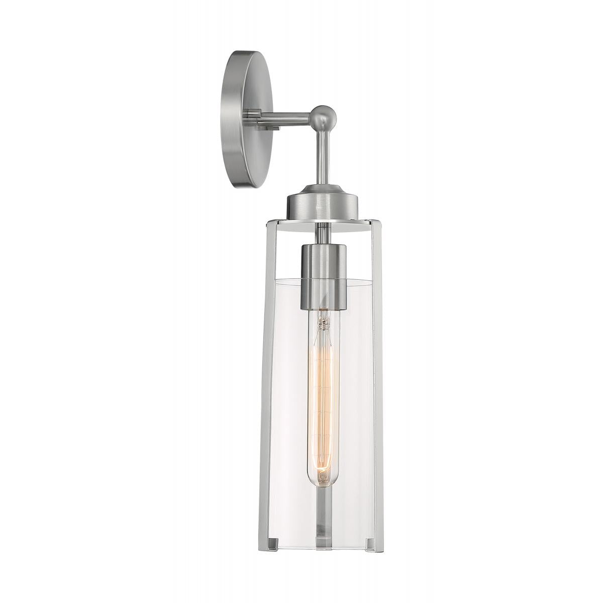 MARINA 1 LIGHT WALL SCONCE - Clear Glass, Brushed Nickel Finish