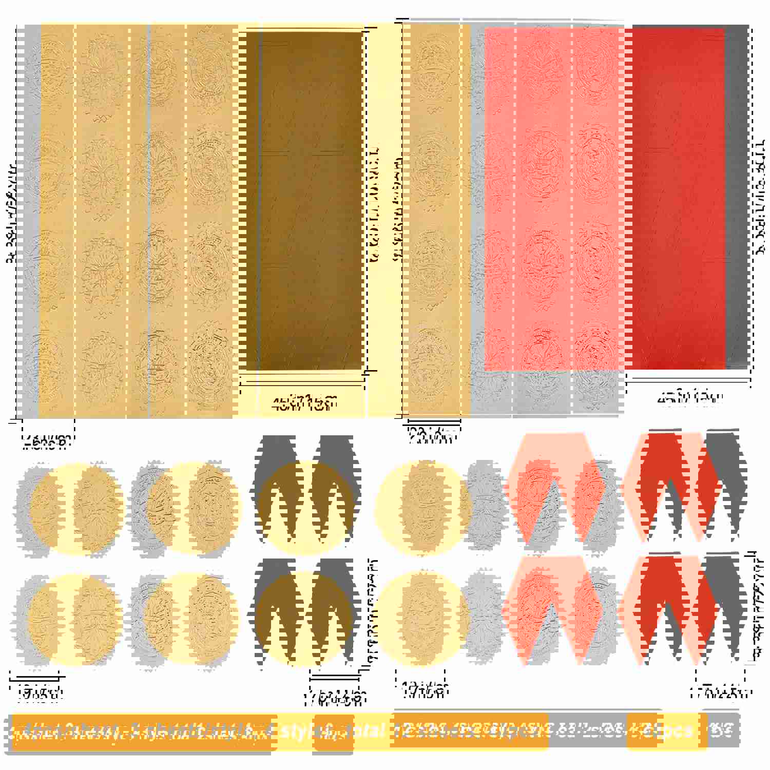 Craspire Self Adhesive Gold Foil Embossed Stickers, Medal Decoration Sticker, Mixed Color, 22x6x0.05cm
